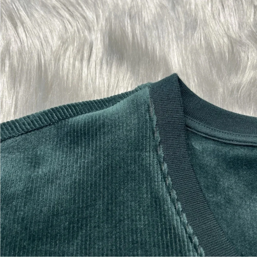 Marine Layer Cord Velour V Neck Sweatshirt Green Gables Size Large